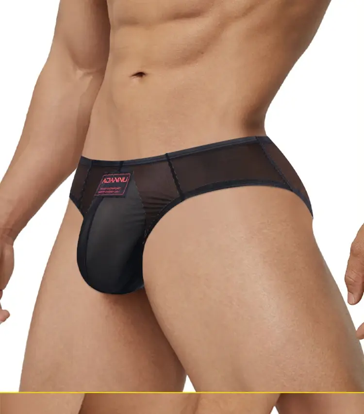 Summer Ice Silk Men Briefs 0.01mm Ultra-thin Mesh Underpants Transparent Breathable Sexy DeepV-back Butt-lifting Underwear M-XXL