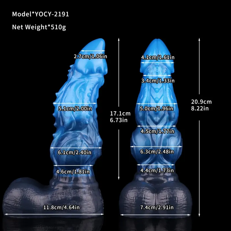 Διπλό στρώμα σιλικόνης Fantasy Dog Knot Dildo Blue Butt βύσμα με κορόιδο πρωκτικό διαστολέα Αυνανικό παιχνίδι σεξ για ενήλικες 18+