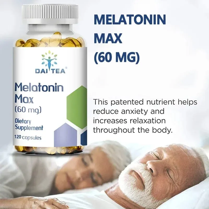 Melatonin MAX (60 Mg) Quick Dissolve Capsules - Fall Asleep Faster Promote Deep Sleep and Rest Easy To Take Immune Health