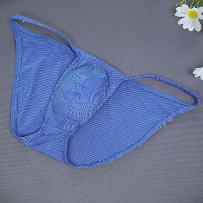 Men Fashion Ribbing Sexy High Fork Underwear Briefs U Convex Pouch Low Rise Man Comfortable Underpants Quick-drying