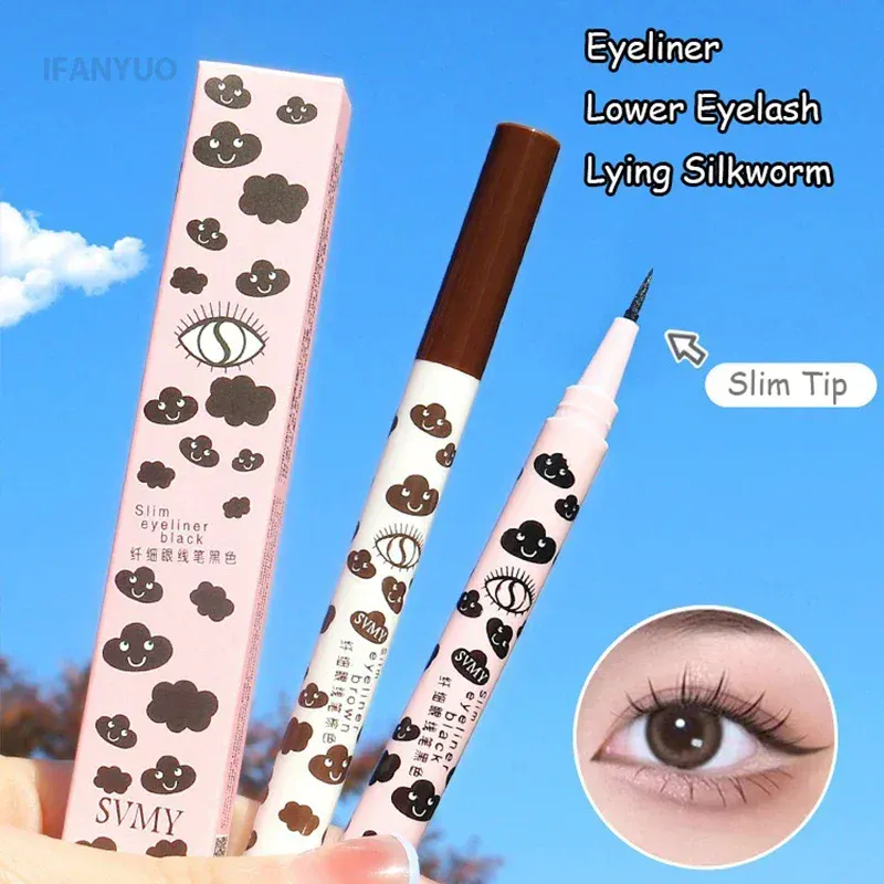 Pena Eyeliner Cair Matte Alami Ultra-tipis Pena Ulat Sutera Bulu Mata Bawah Cepat Kering Tahan Air Alat Rias Mata Halus Pigmen Tinggi