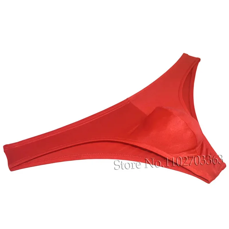 Men's Bikini Briefs Triangle Underwear Pucker Back Micro Briefs Elastic Shiny Summer Low Rise Beach Briefs Sexy Silky Smooth