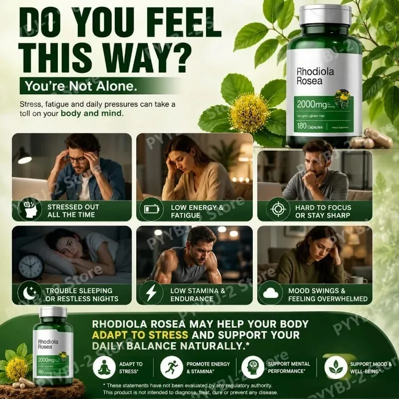 Rhodiola Rosea Capsules 180 Pieces Emotional Relief and Immune Health Support — 2000mg Rhodiola Rosea Root 5:1 Plant Extract — image 6