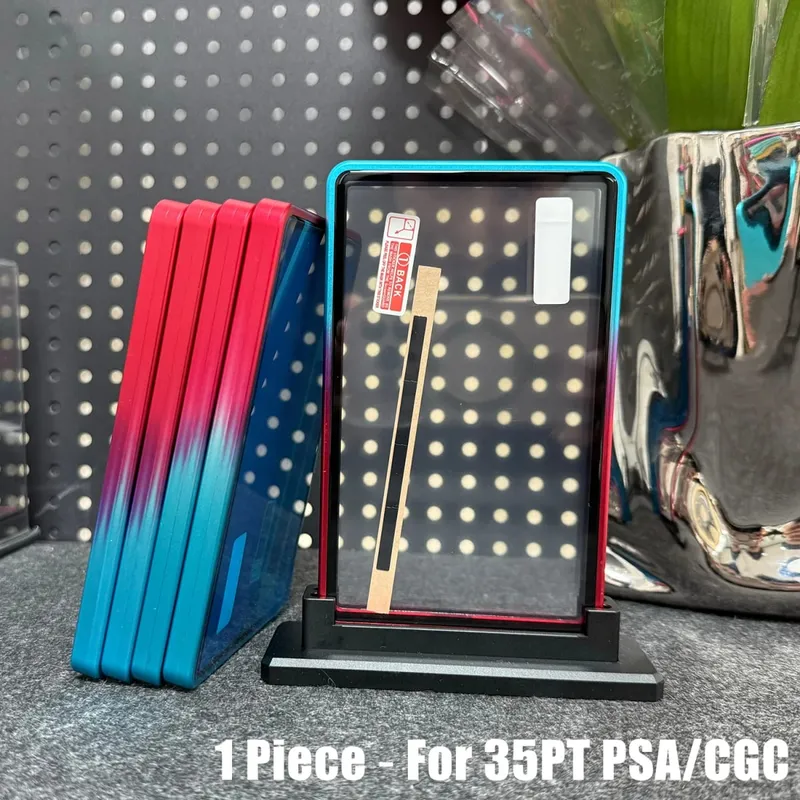 Casing Logam Tempat Pelindung Kartu Perdagangan Aloi Aluminium Warna Gradien Multiwarna untuk Kartu Bertingkat 35PT PSA CGC