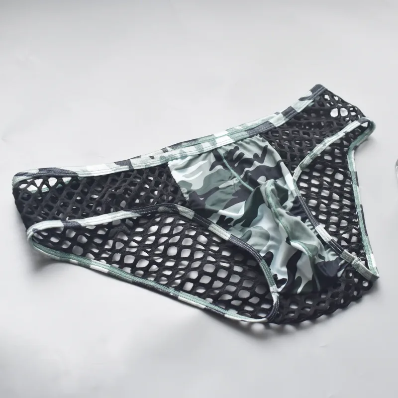 Man Underwear Mens Sexy Briefs Underpants Sissy Panties Camouflage U Pouch Hombre Slips Mesh Breathable Men's Lingerie Cuecas