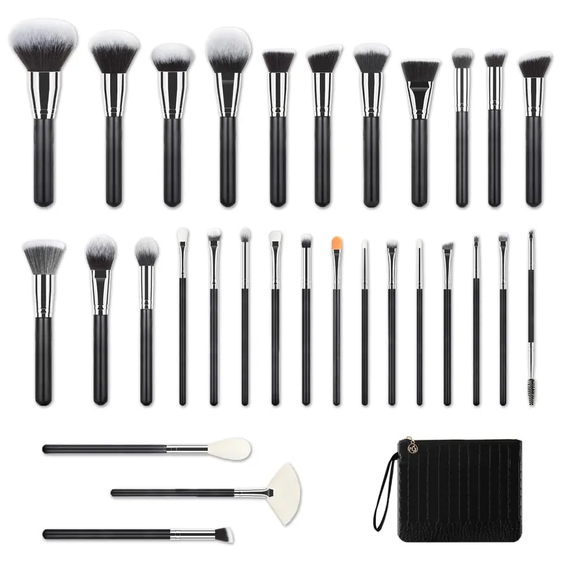 40/30/25/22Pcs Professional Makeup Brush Set na may Crocodile Storage Bag Blush Highlight Eyeshadow Brushes para sa Pang-araw-araw na Stage Makeup