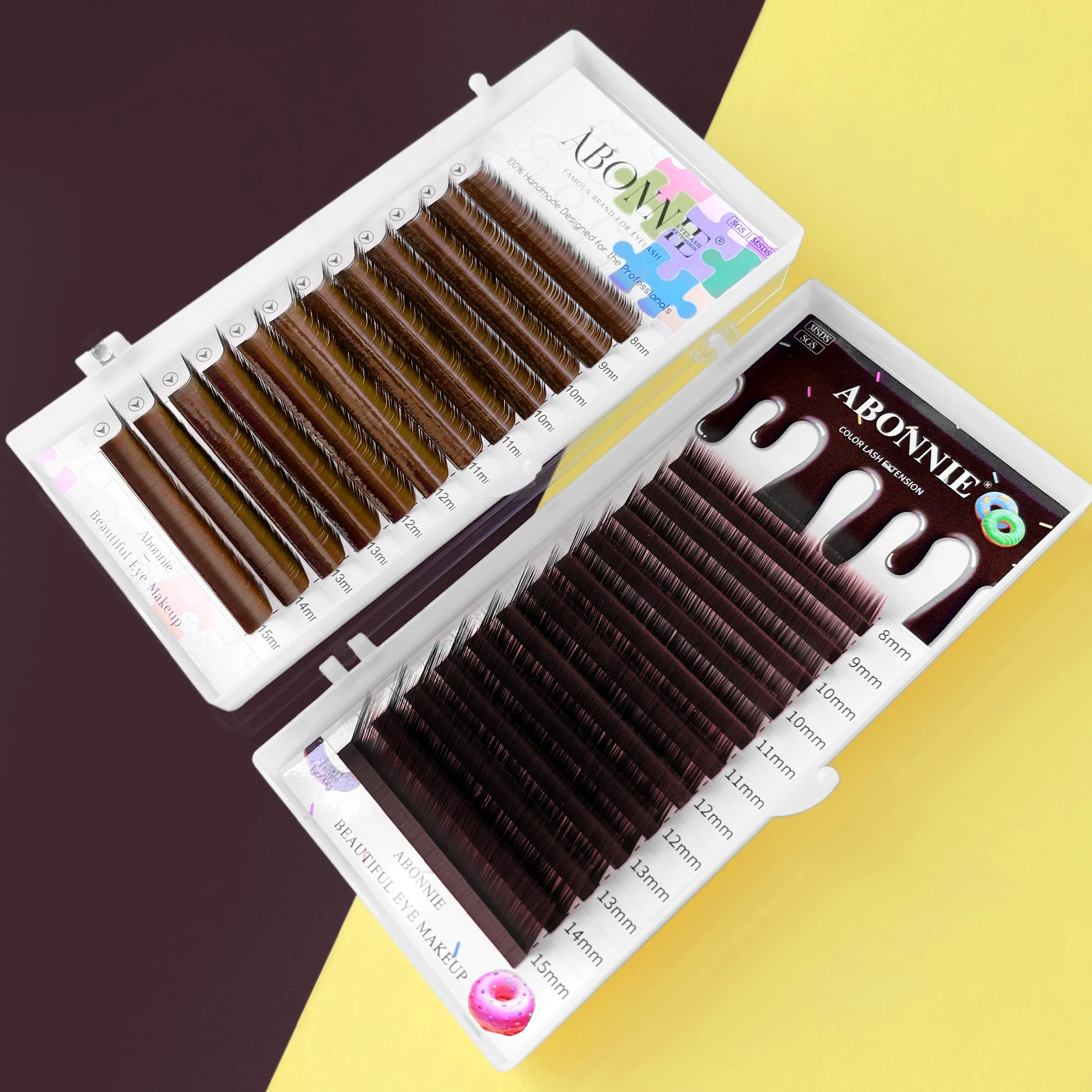 Abonnie LB Brown Lashes M Curl Classic Extension βλεφαρίδων Foxy Eye Lash Βλεφαρίδες κακάο Χρωματιστές βλεφαρίδες Χνουδωτές βλεφαρίδες