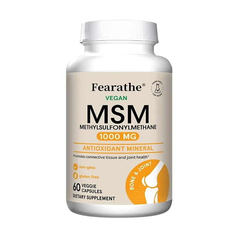 Ang Fearathe Methylsulfonylmethane(MSM)1000 Mg Antioxidant ay Nagtataguyod ng Joint Health Balanced Calcium Absorption Non-GMO Gluten-free