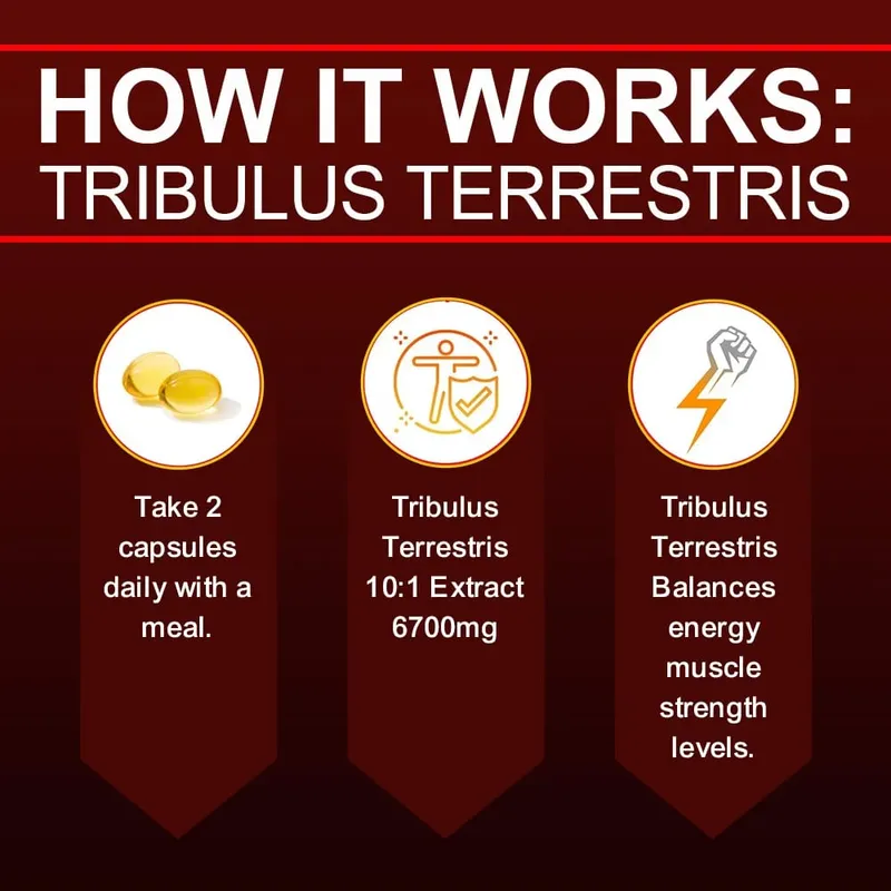 Tribulus Extract Capsules For Men - Extra Strength 6700 Mg - Energy Endurance & Natural Energy Non-GMO