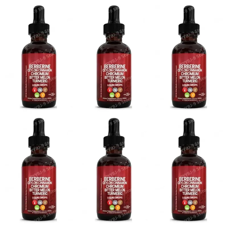 Berberine Chromium Turmeric Ginseng Liquid Drops 60ml Organic Herbal Supplement Pang-araw-araw na Wellness Balance Support para sa Matanda