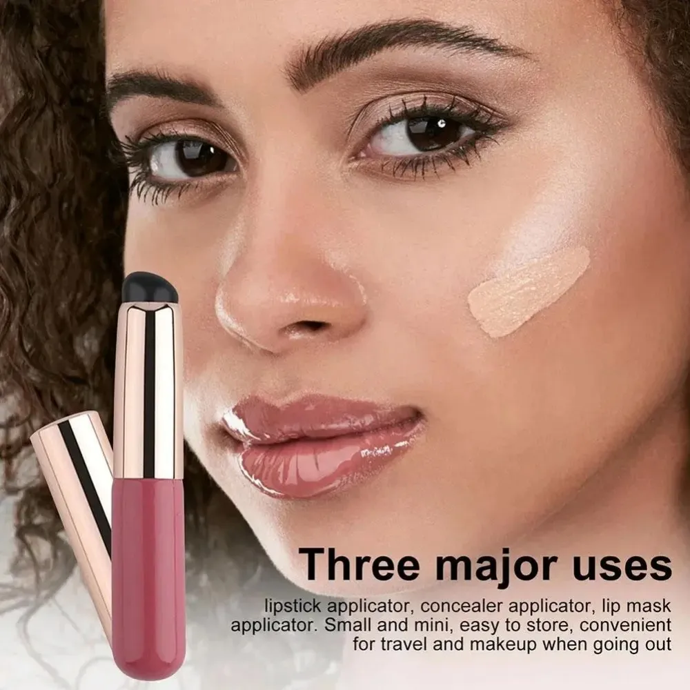 1Pc Siliconen Lippenselen met Afdekkap Concealerborstel Zoals Vingertoppen Q Zachte Lippenstift Make-up Kwasten Ronde Kop Geen Gebroken Roze