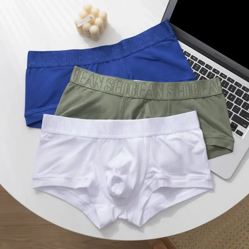 Men's Breathable Cotton Boxer Shorts U-Convex Pouch Low-Waist Soft Stretch Underwear for Daily Casual & Intimate Wear