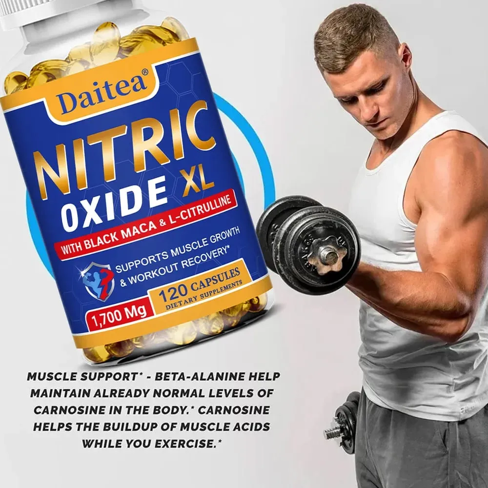 Nitric Oxide - Men's Health Support Capsules Contains Maca Root Powder Extract Muscle Growth and Strengthening