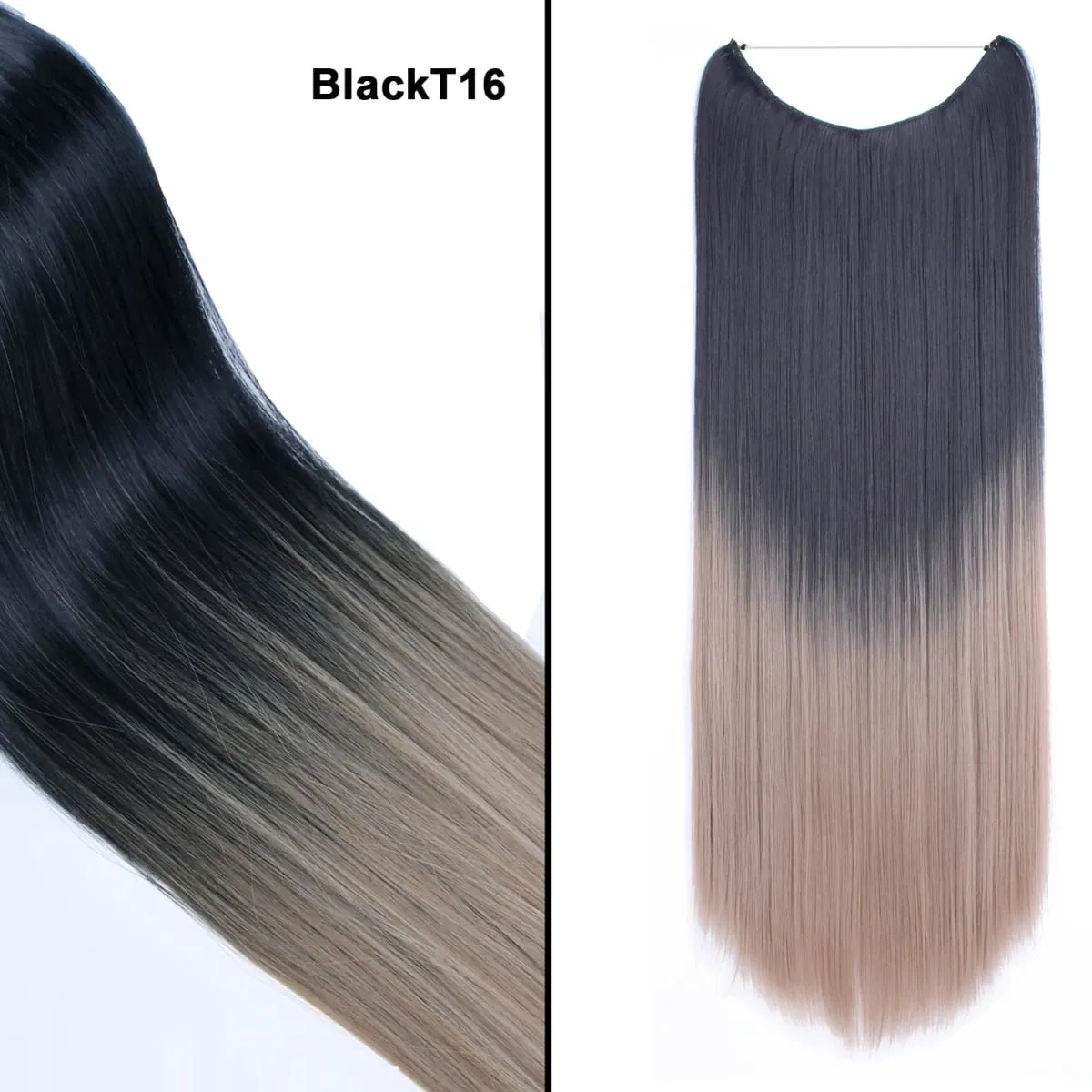 Jeedou Wavy Hair Extension Elasticity Invisible Wire Fish Line One Piece No Clips Synthetic Hairpieces Ombre Color For Ladies