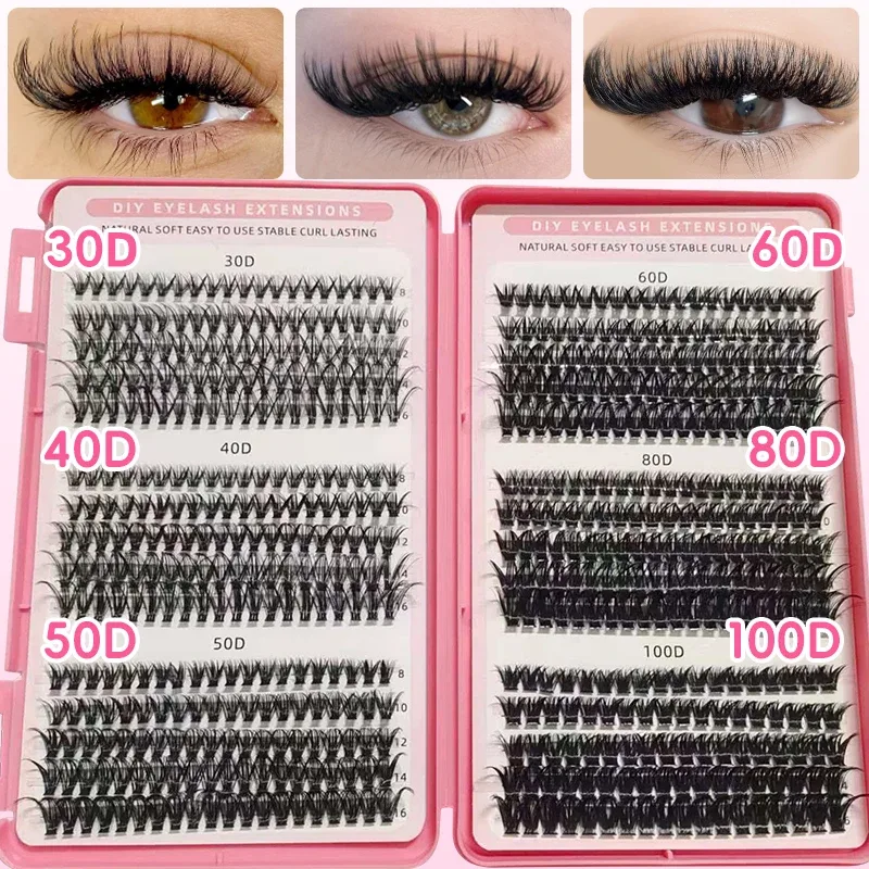DIY Manga Spiky Cluster szempillahosszabbítások Természetes Mega Volume Egyedi Előre Vágott Szegmentált Szempillák Otthoni Szemsminkhez