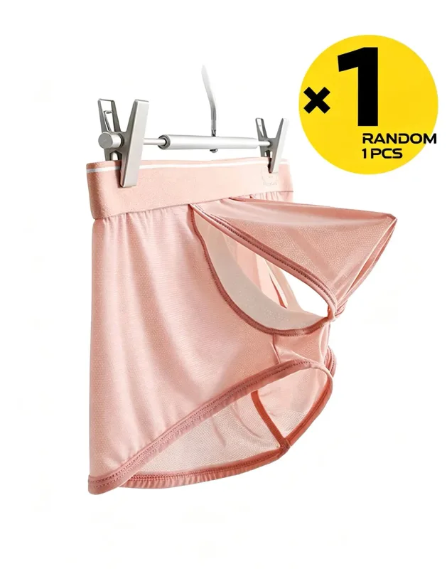 Men Ice Silk Boxer Underwear, Thin Mesh Breathable Quick Dry Underpants, Elastic Waist Comfort Summer Underwear, Random 1 Pcs