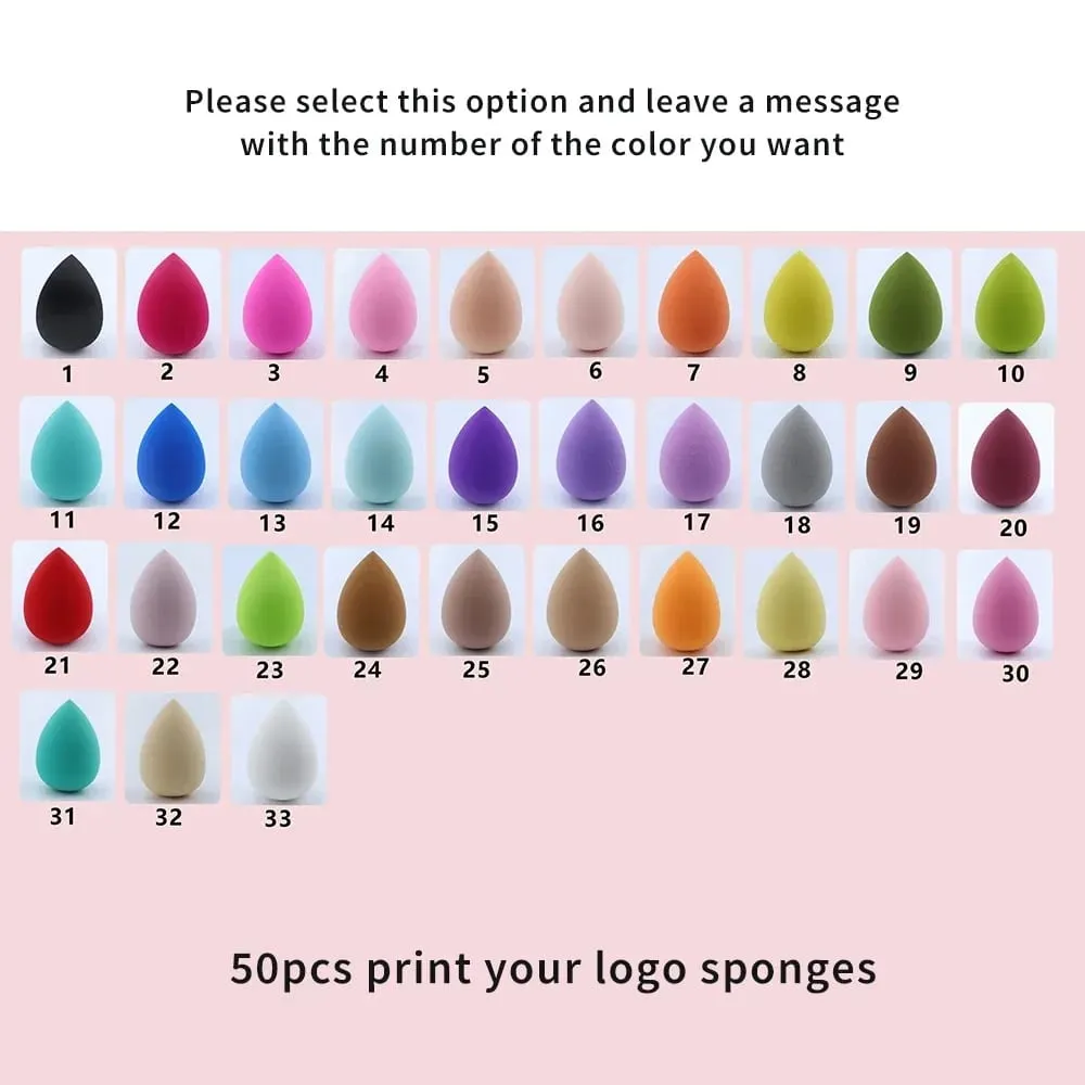 50pcs Custom Logo pink red white Hydrophilic Cosmetic Make Up sponge Beauty Latex-Free Sponge Washable Blender Powder Puffs