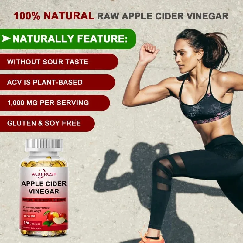 Alxfresh Apple Cider Vinegar Capsules na may Zinc Vitamins | 1000mg | Healthy Supplement Non-GMO