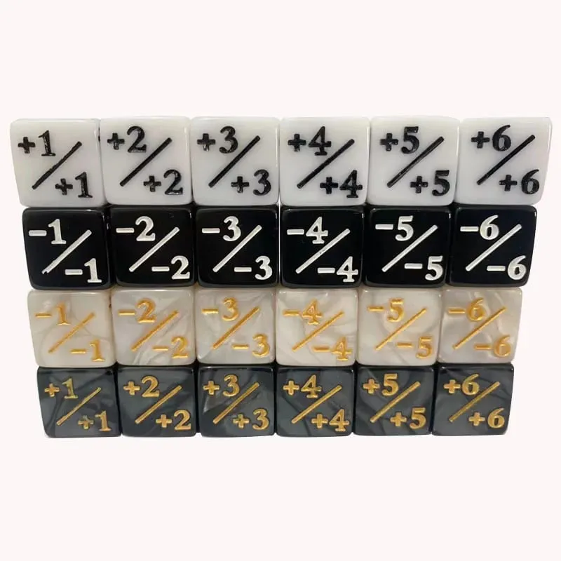 10 Buah 16Mm 6 Sisi Dadu Penghitung + 1/-1 Dadu Mainan Anak-anak Menghitung Dadu untuk Sihir Mengumpulkan Token Kartu Loyalitas Aksesori Permainan