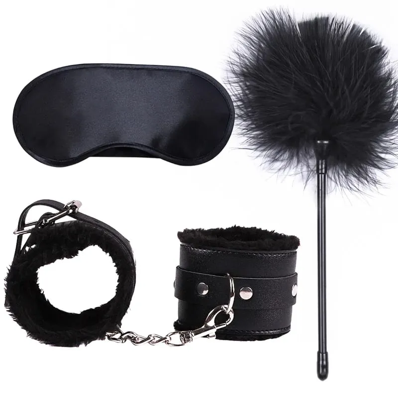 Sex Toys For Women Bdsm Set Sexy Leather Plush Sex Toys Bondage Kit Handcuffs Feather Blindfold Fetish Flirt Goods For Adults