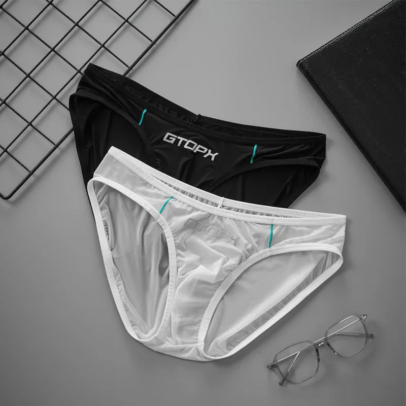 Ice Silk Briefs Comfortable Mens Sexy Panties Breathable Pouch Jockstrap Low Rise Daily Simple Intimate Underwear