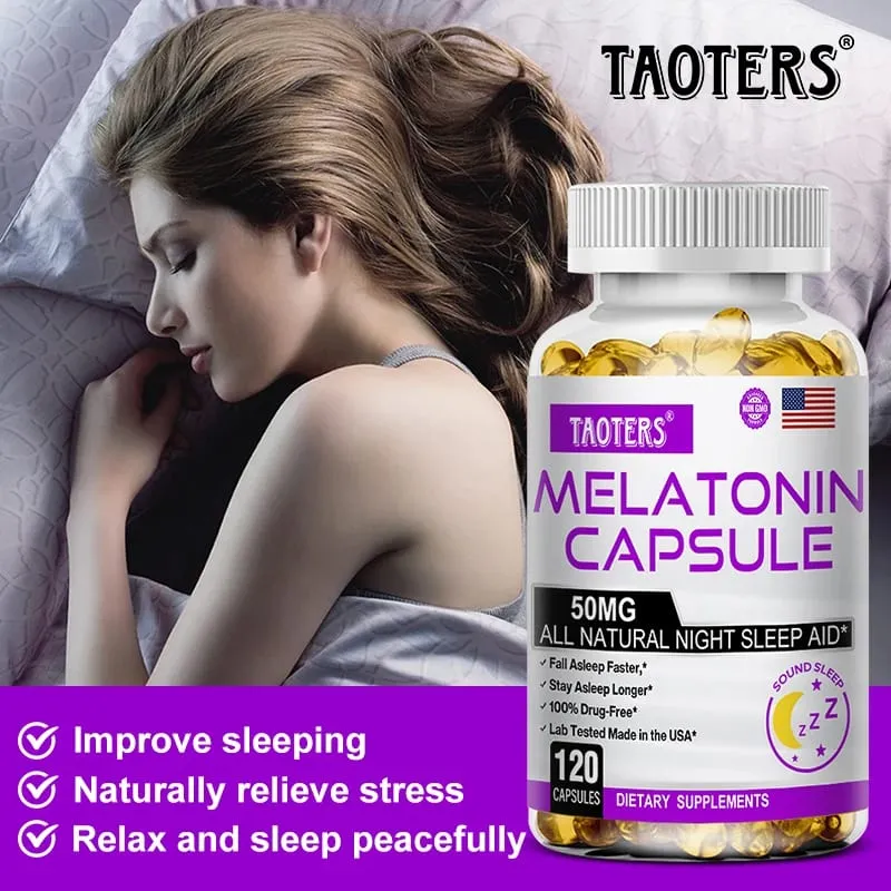 Κάψουλες μελατονίνης 50mg - Προωθήστε τον Γρήγορο Αποκοιμισμό Συμπλήρωμα Φυσικού Βοηθήματος ύπνου Calm The Mind
