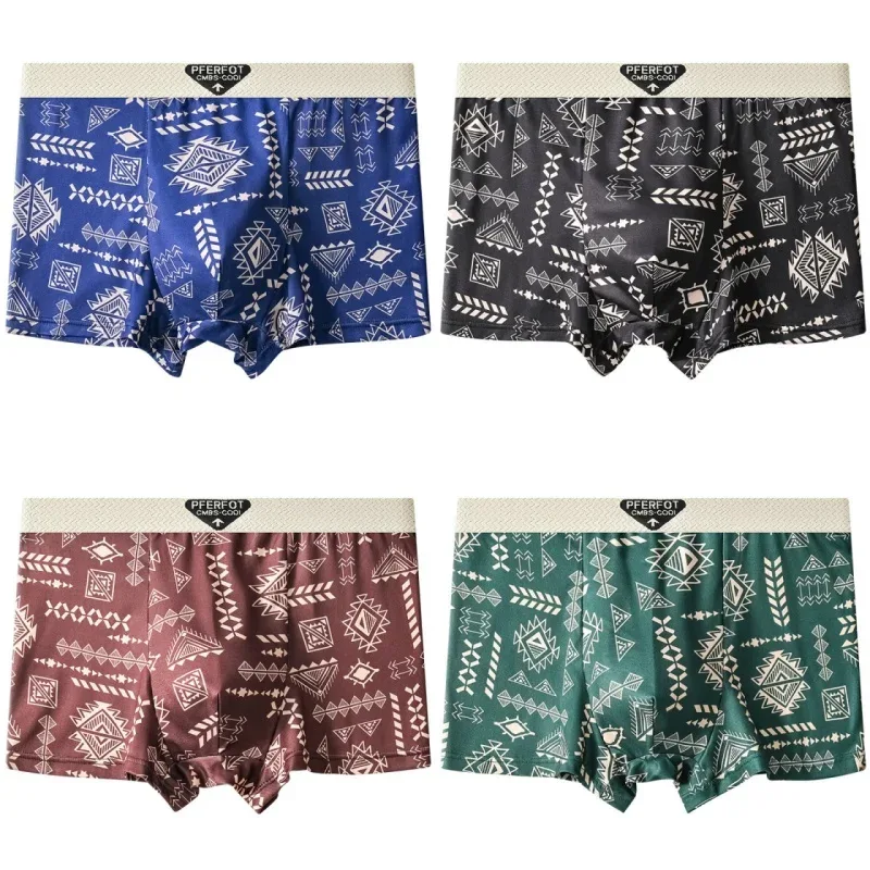 4pcs Sports Shorts Men Graffiti Boxers and Underpants Fashion Men's Boxer Briefs Cotton Man Boxer Men Panties Set Man Underwear