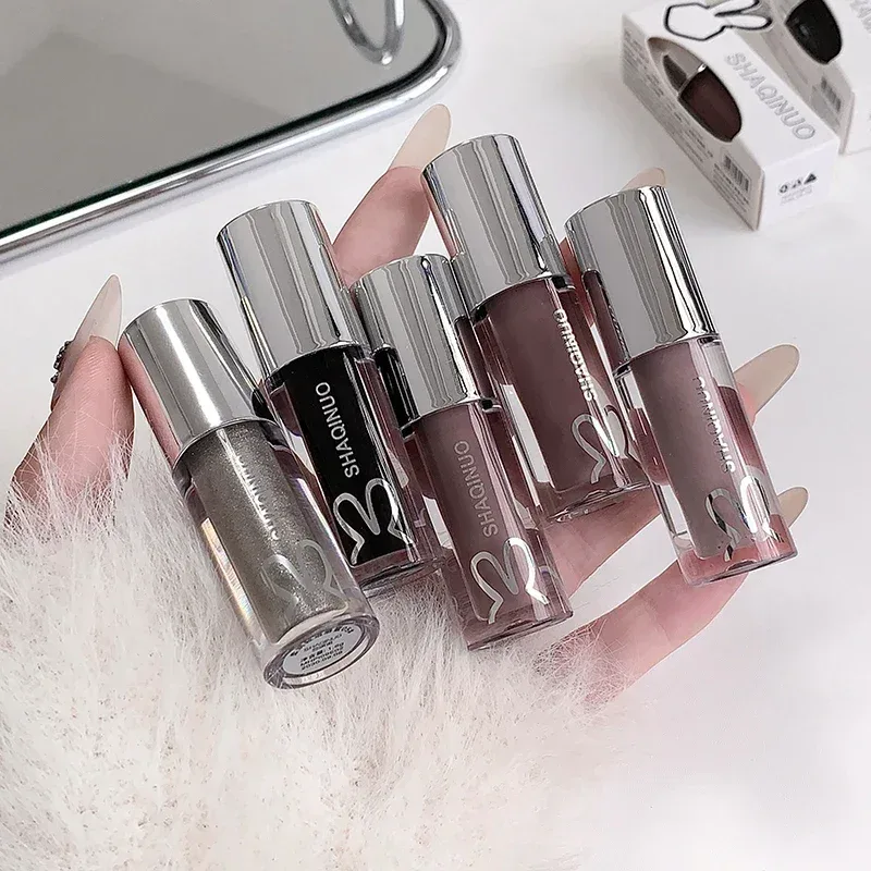 Καθρέφτης Watery Lip Gloss Διαρκής ενυδατική απόχρωση χειλιών Cool μαύρο ασημί γκρι μαργαριτάρι λεπτό αφρώδη κραγιόν καλλυντικά μακιγιάζ