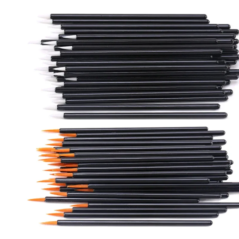 50/100 τμχ Βούρτσες Eyeliner Βούρτσες Εφαρμογής Σκιών Βλεφαρίδων Βούρτσα χειλιών για Ζωγραφική Νυχιών Εργαλείο στυλό Εργαλείο στυλό Ραβδί βλεφαρίδων ματιών