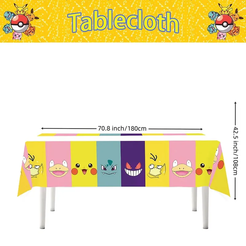 1/10Pcs Pokemon Tablecloth Birthday Dekorasyon Disposable Tablecloth Pikachu Tablecover Mga Regalo sa Kaarawan ng mga Bata Mga Baby Shower Supplies