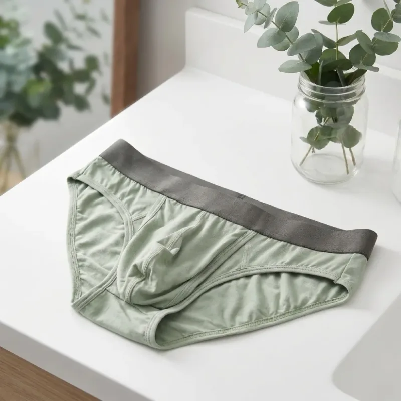 Bamboo Fiber Summer Thin Briefs Men Thin Underpants Splicing Men Front Opening Panties Lingerie Quick Dry Seamless Underwear
