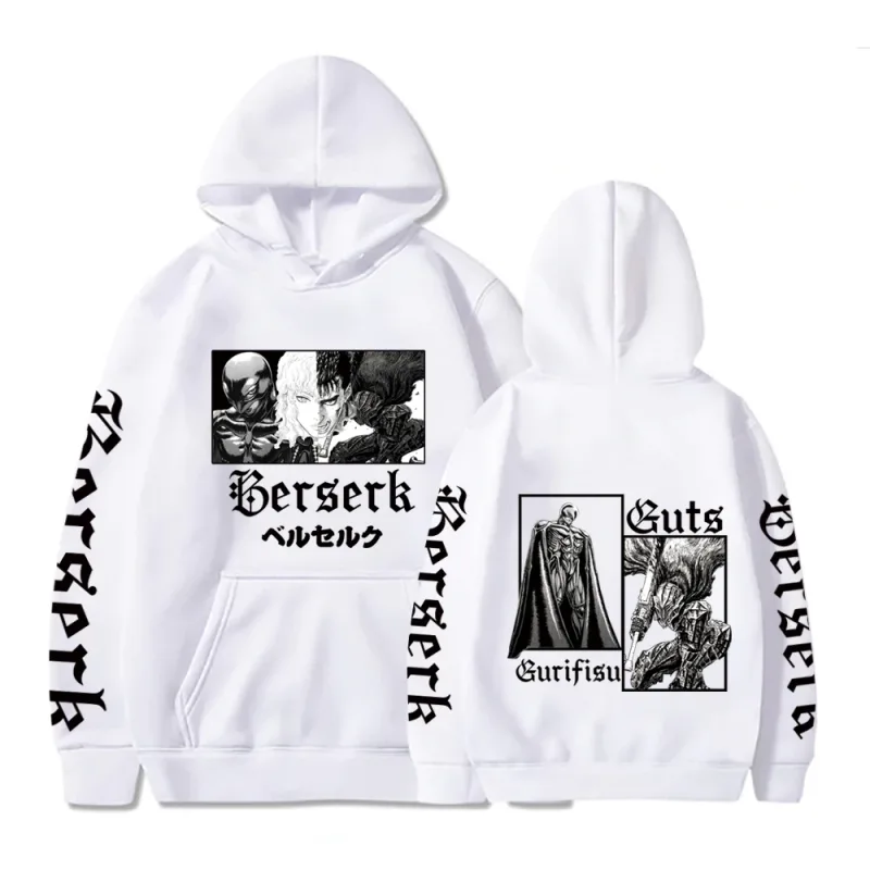 Berserk sweat à capuche pour homme femmes à manches longues sweat polaire surdimensionné vestes manteaux drôle Berserk japonais Anime Streetwear
