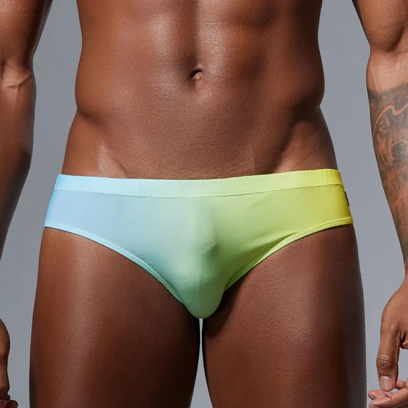 Men's Low Waist Briefs Breathable Gradual Cartoon Print Underwear Sexy Triangle Pants for Men