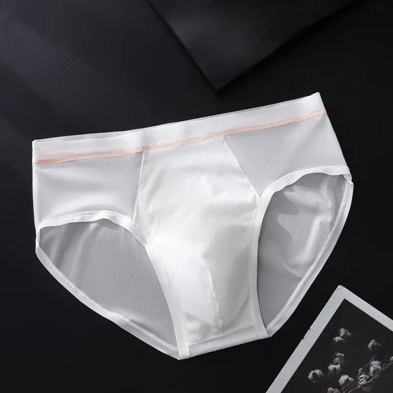 Men's Seamless Ice Silk Briefs Underwear Bulge Pouch Solid Breathable Panties Calzoncillos Hombre Slips Male Panties