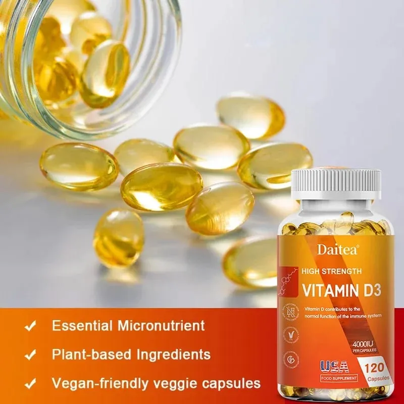 Bitamina D3 Capsules 4000IU Nagbibigay ng Immune Bone Support Nagsusulong ng Calcium Absorption Itinataguyod ang Kalusugan ng Muscle Nervous System — image 5