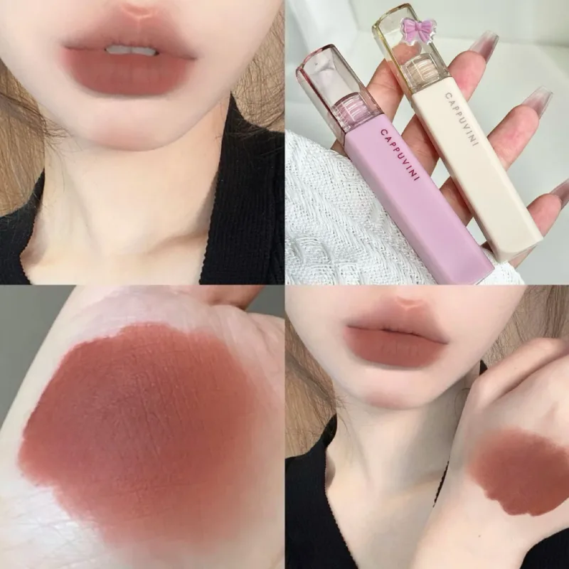 Cappuvini Matte Lip Gloss Χαμηλού κορεσμού Γκρι ροζ υγρό κραγιόν αδιάβροχο αντικολλητικό χωρίς ξεθώριασμα απόχρωση χειλιών Κορεατικά καλλυντικά μακιγιάζ