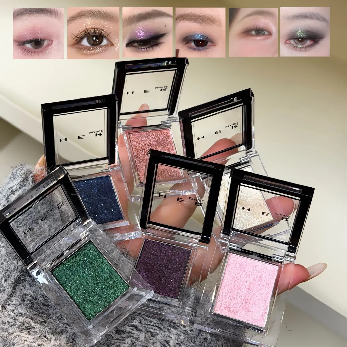 Μονόχρωμη μπλε μεταλλική σκιά ματιών Diamond Glitter Green Eye Shadow Highlighter Palette Sparkling Pearlescent Purple Eyes Makeup