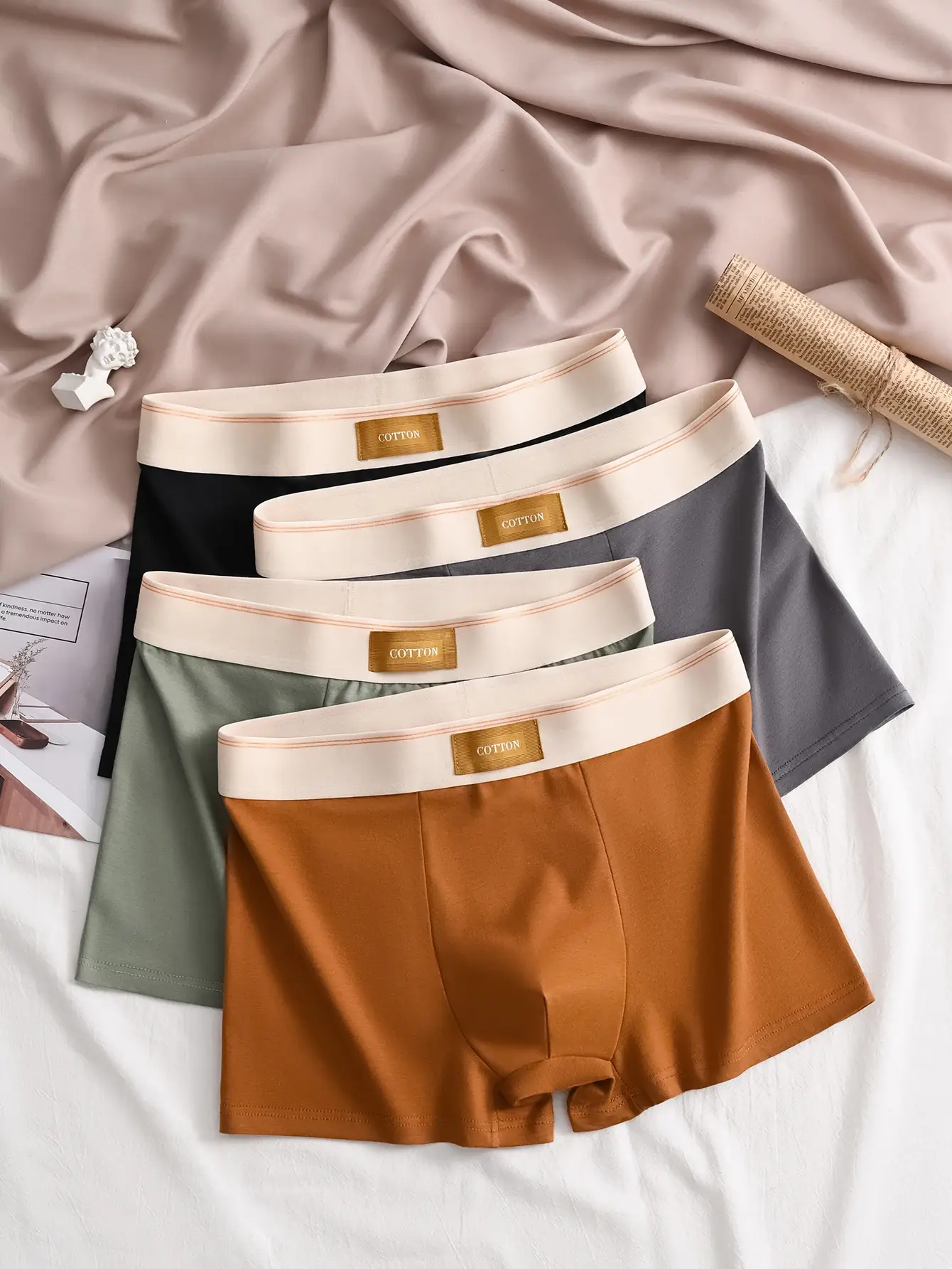 3Pcs High-Quality Cotton Men's Boxer Briefs Soft Healthy Casual Fashionable Sport Boxers Trendy Men's Shorts Underwear