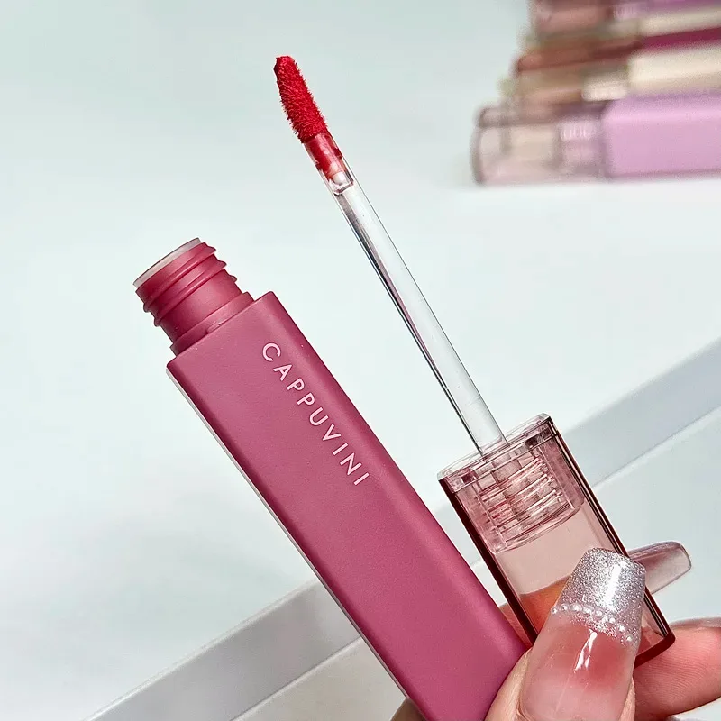Cappuvini Matte Lip Gloss Χαμηλού κορεσμού Γκρι ροζ υγρό κραγιόν αδιάβροχο αντικολλητικό χωρίς ξεθώριασμα απόχρωση χειλιών Κορεατικά καλλυντικά μακιγιάζ