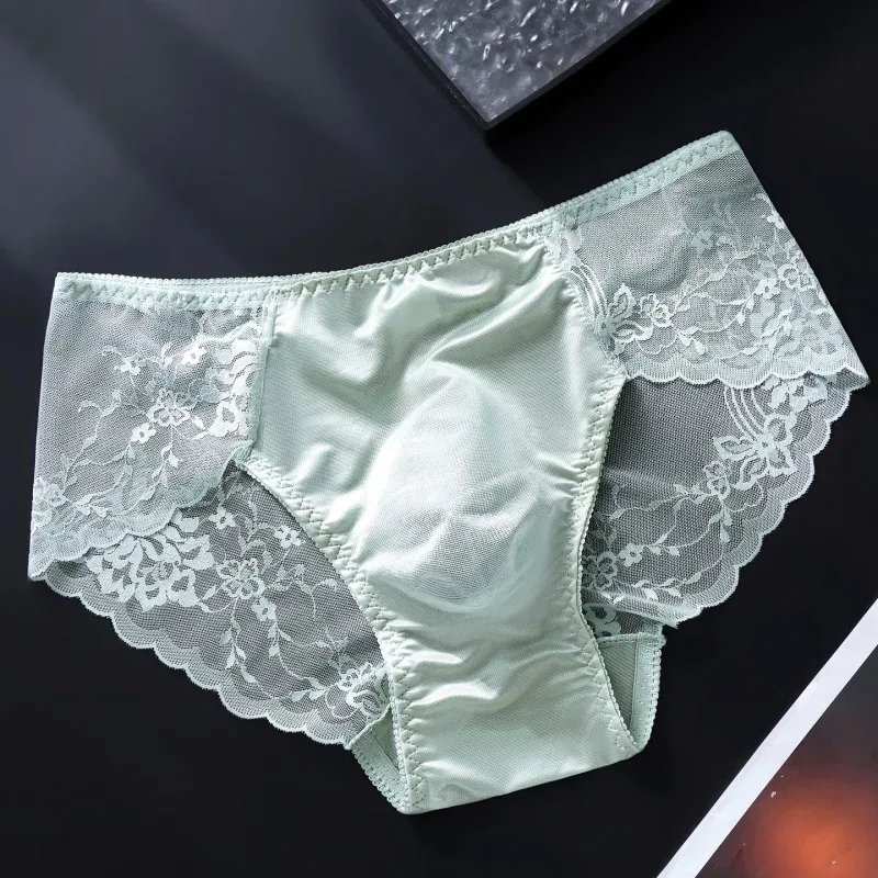 Men Sexy Lace Briefs Low Waist Floral Sheer Mesh Underwear 3D U Convex Pouch Underpants Breathable Male Lingerie — image 9