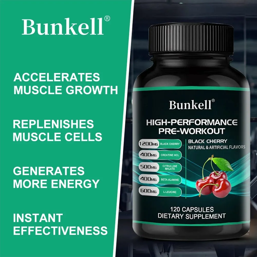 Bunkell Pre-Workout Supplement - Amino Acids Creatine HCI Citrulline Malate Beta-Alanine για βελτίωση της αθλητικής απόδοσης