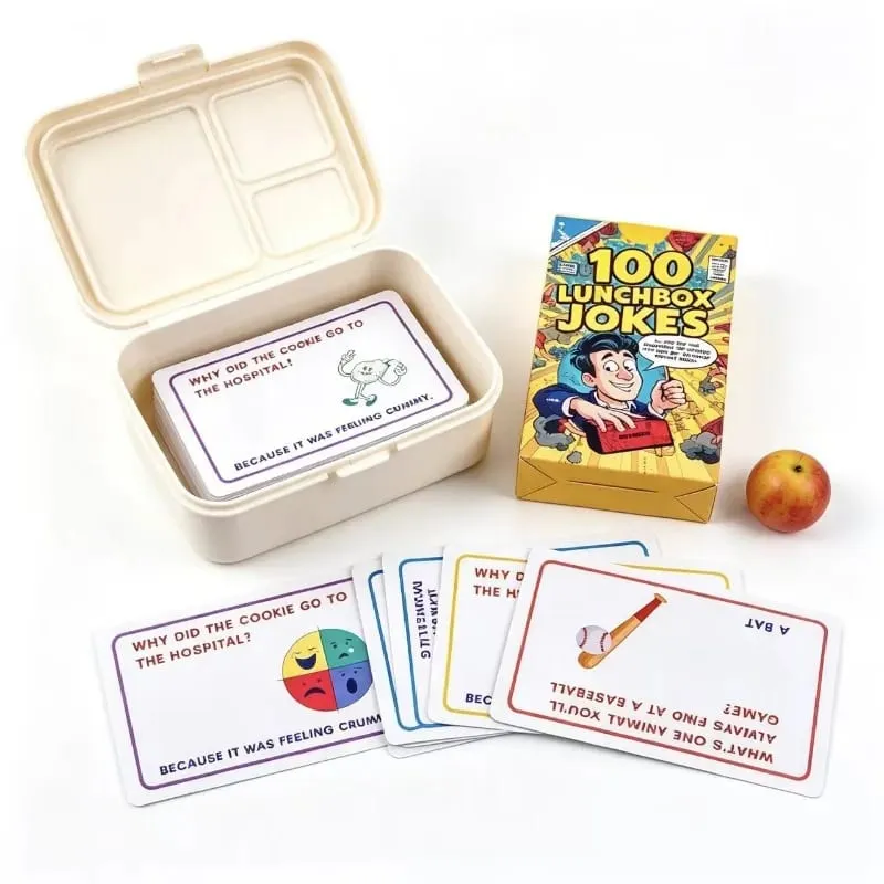 Best Seller 100 Lunchbox Jokes Χάρτινες κάρτες Φορητές αστείο παιχνίδι καρτών αστείου για παιδιά Οικογενειακό πάρτι Καθημερινή ψυχαγωγία