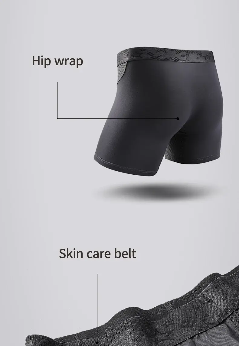 Extended sports underwear, men's boxer shorts, Modal anti-leg abrasion running, large size breathable training quadrangle shorts