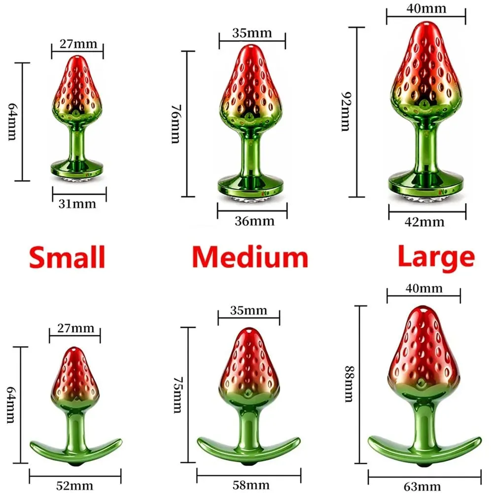 Strawberry Metal Anal Beads Butt Plug Set Small Medium Large Wearable Anal Plug Κοσμήματα Πρωκτικό Παιχνίδι σεξ για Άνδρα Γυναίκα