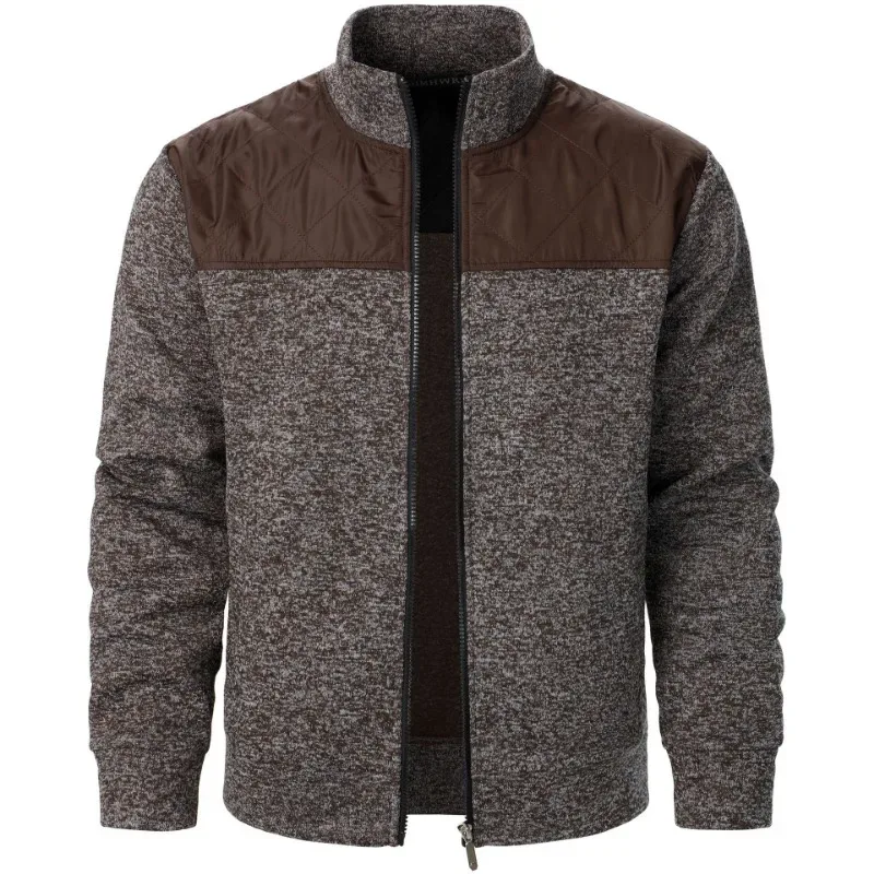 Panlalaking Tagpi-tagping Sweatshirt Stand Collar Jacket Slim Fit Cardigan Streetwear Kasuotang Pang-sports Casual Zip Up Coat Panlabas na Tracksuit na Panlalaki