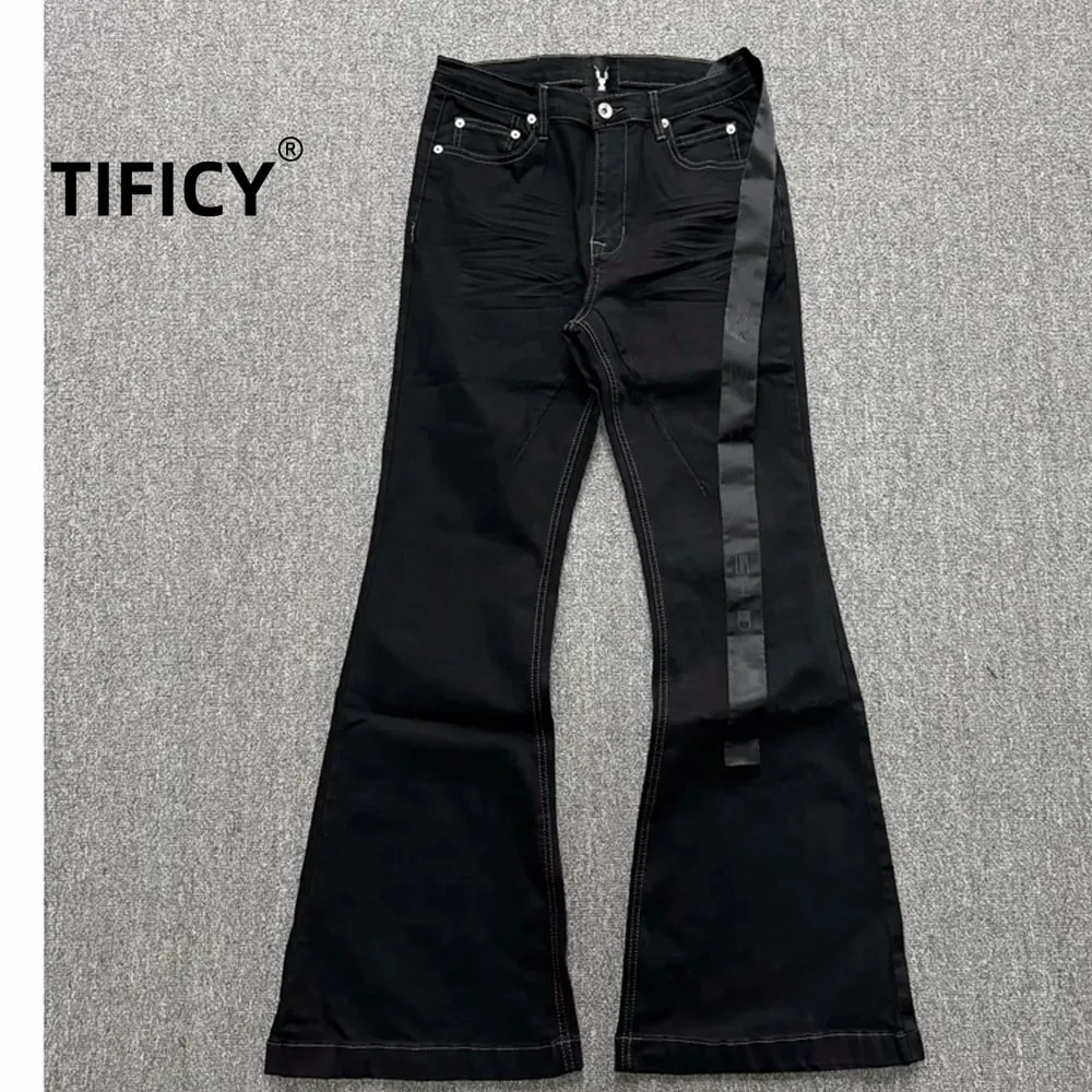Ανδρικό τζιν παντελόνι High Street RO Ανδρικό 24SS Basic ελαστική μαύρη κορδέλα Loose Flared Streetwear Casual Jeans Παντελόνι Ανδρικά Ρούχα
