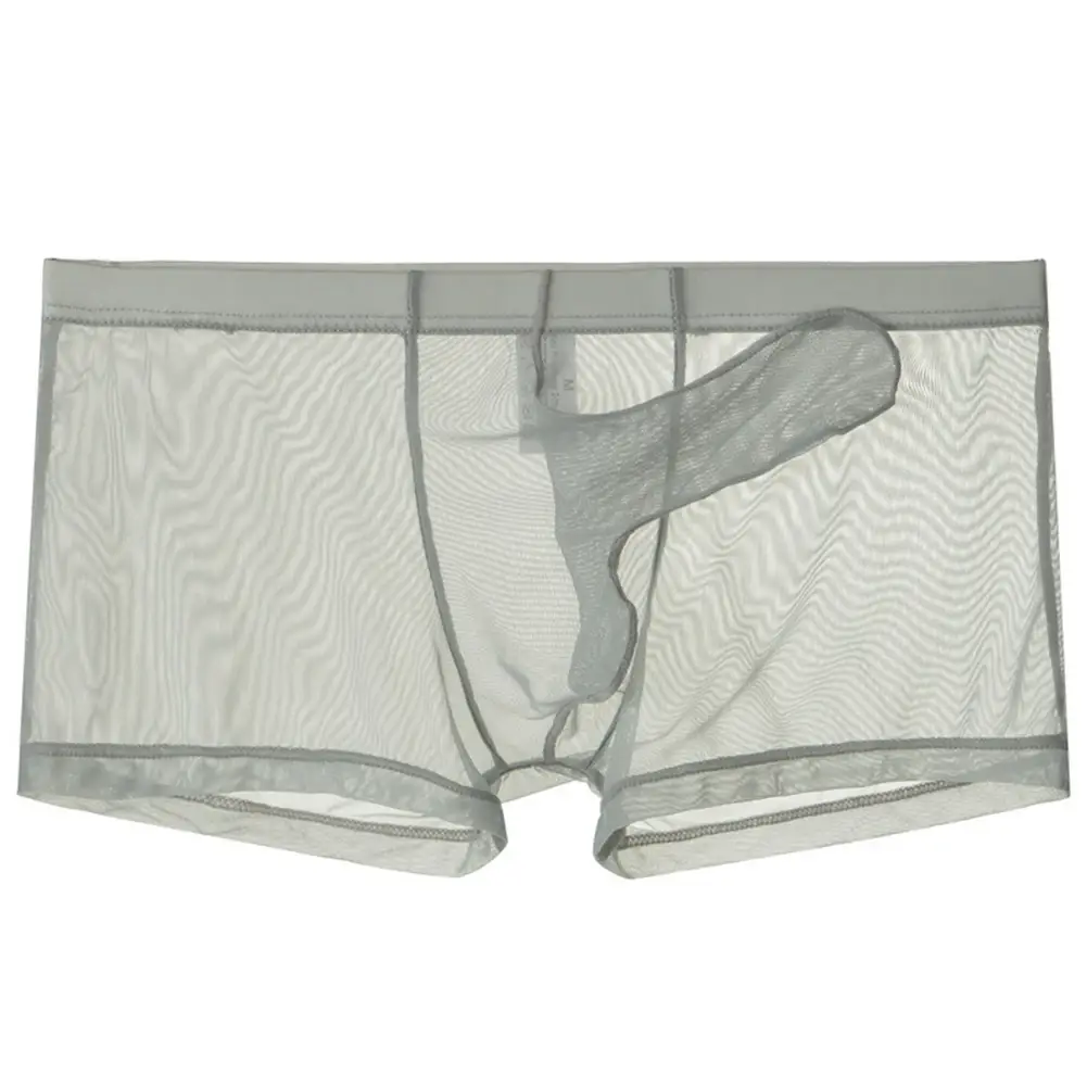 Sexy Mannen Mesh Transparant Lichtgewicht Ondergoed Zien Door Ademende Boxer Slips Slipje Bullet Scheiding Mannelijke Boxer Slipje