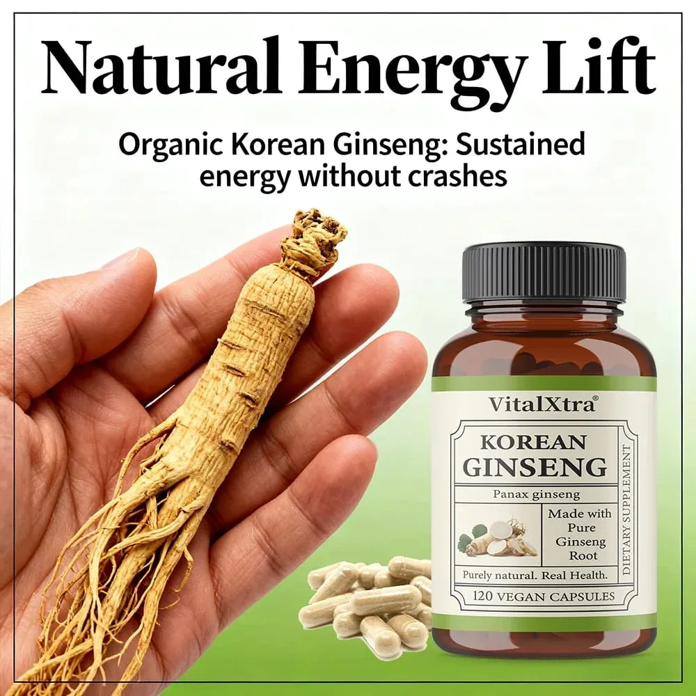1000mg Korean Ginseng Supplement - High Potency for Energy Focus Performance Vitality & Immune Support for Men and Women