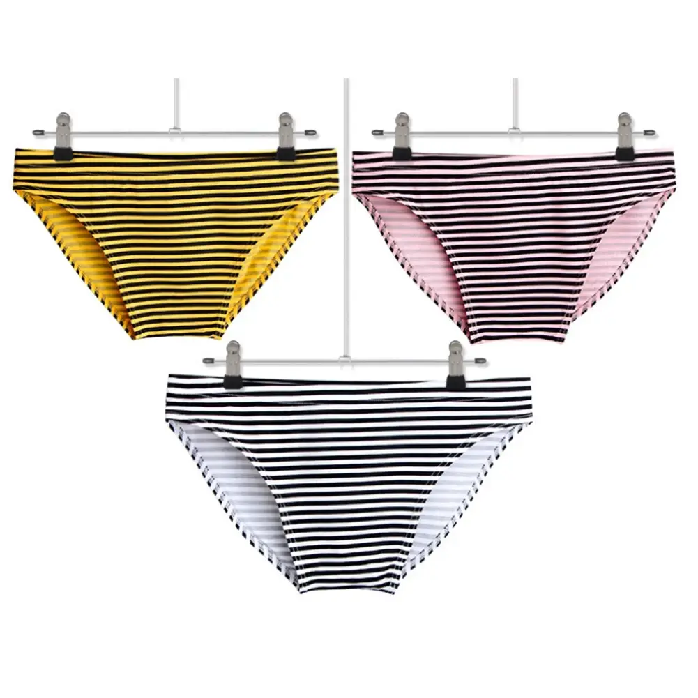 Men Stripe Briefs High Stretchy Soft No Pouch Narrow Side Sissy Underwear Pantie Breathable Daily Wear Triangle Panties