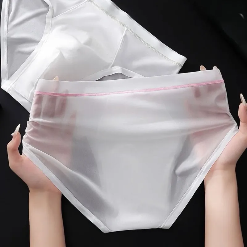 Men's Seamless Ice Silk Briefs Underwear Bulge Pouch Solid Breathable Panties Sexy U Convex Pouch Lingerie Underpants